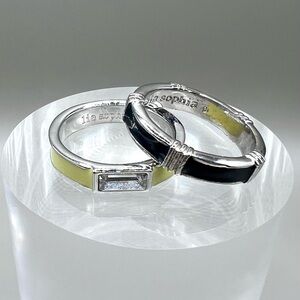 $4 ea! lia sophia Sz 9 rings “Ray of Light” & “Bar None” pale yellow & navy blue